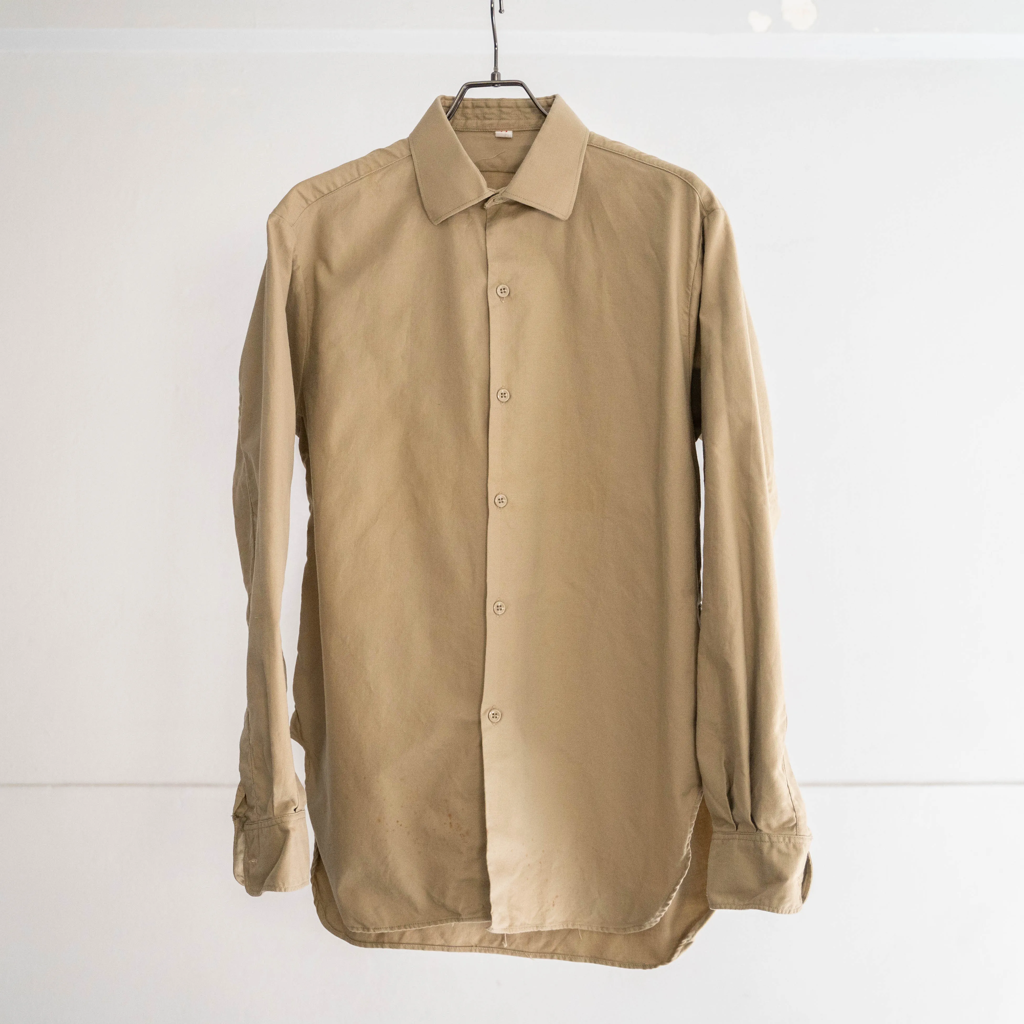 1960-70s French military basic chino shirt 'dead stock' -1 wash-
