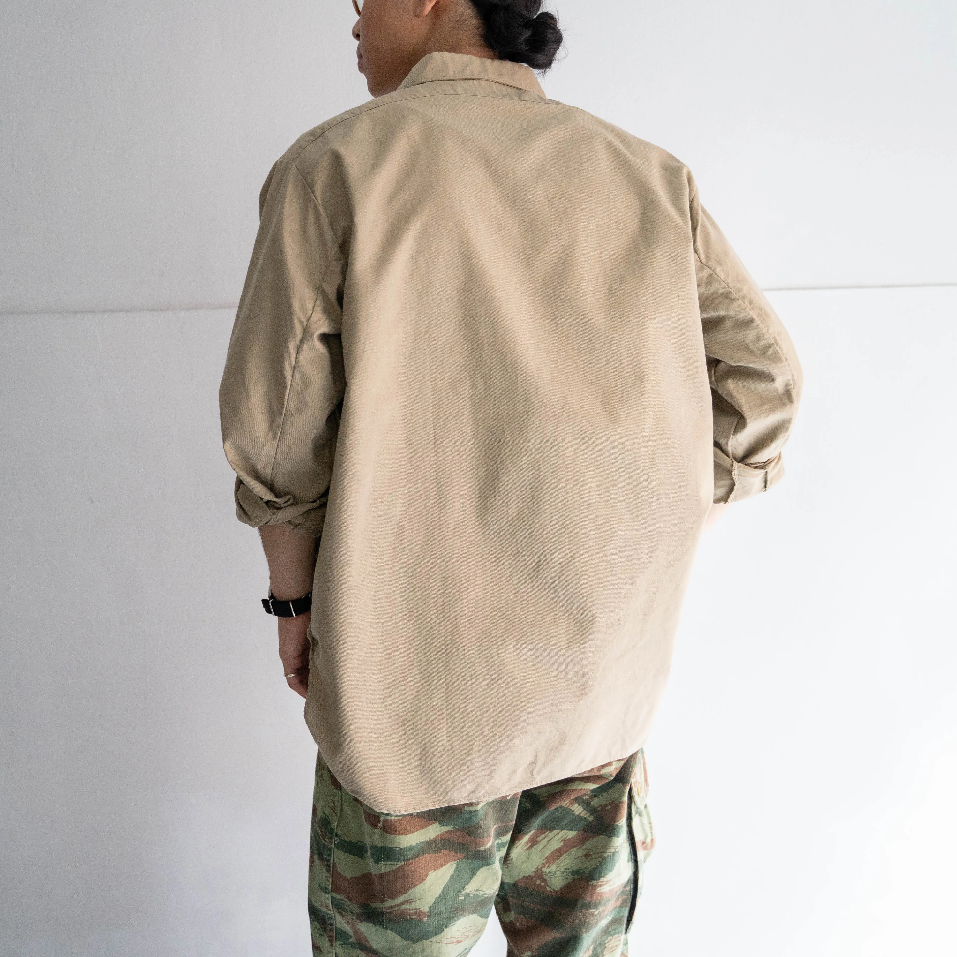 1960-70s French military basic chino shirt 'dead stock' -1 wash-
