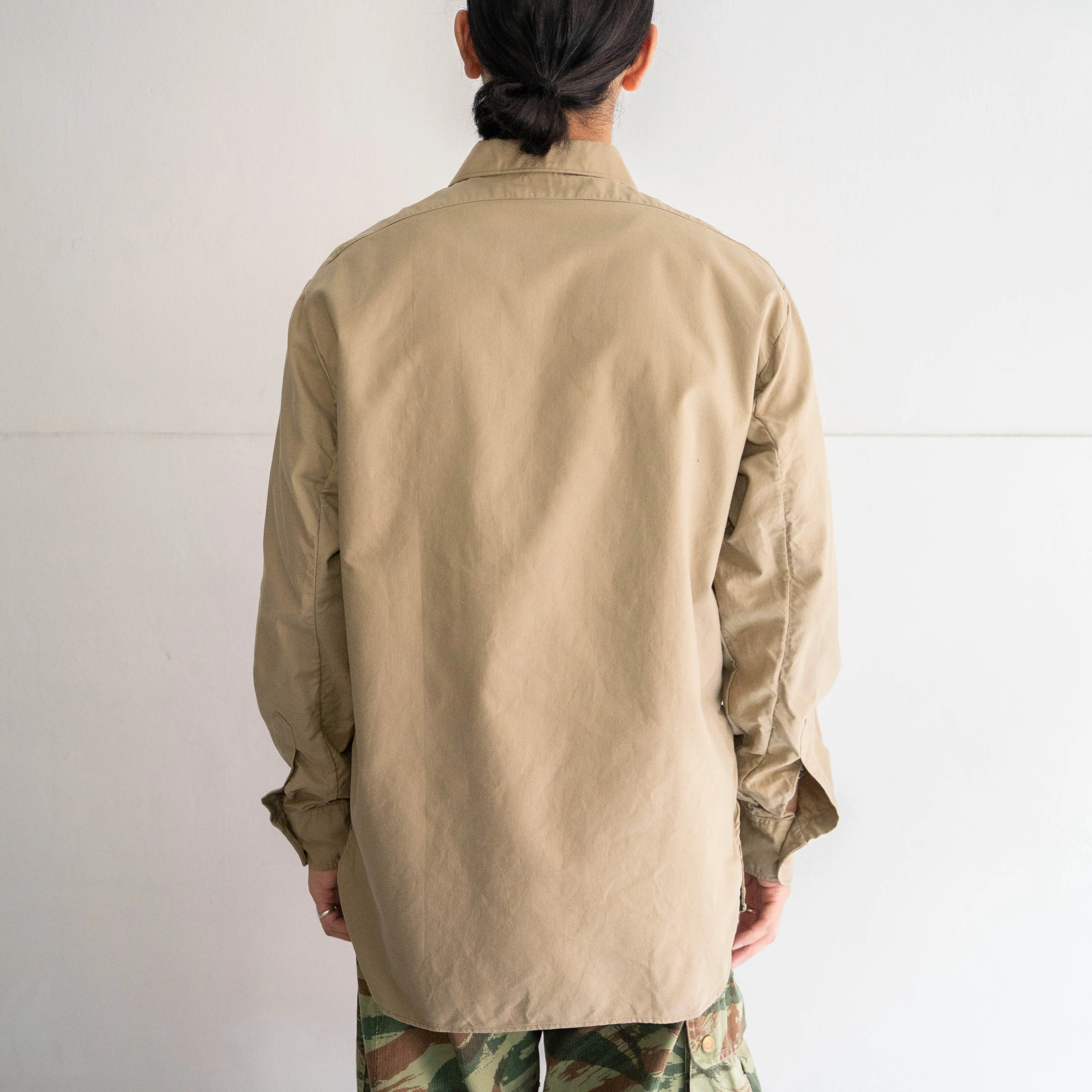 1960-70s French military basic chino shirt 'dead stock' -1 wash-