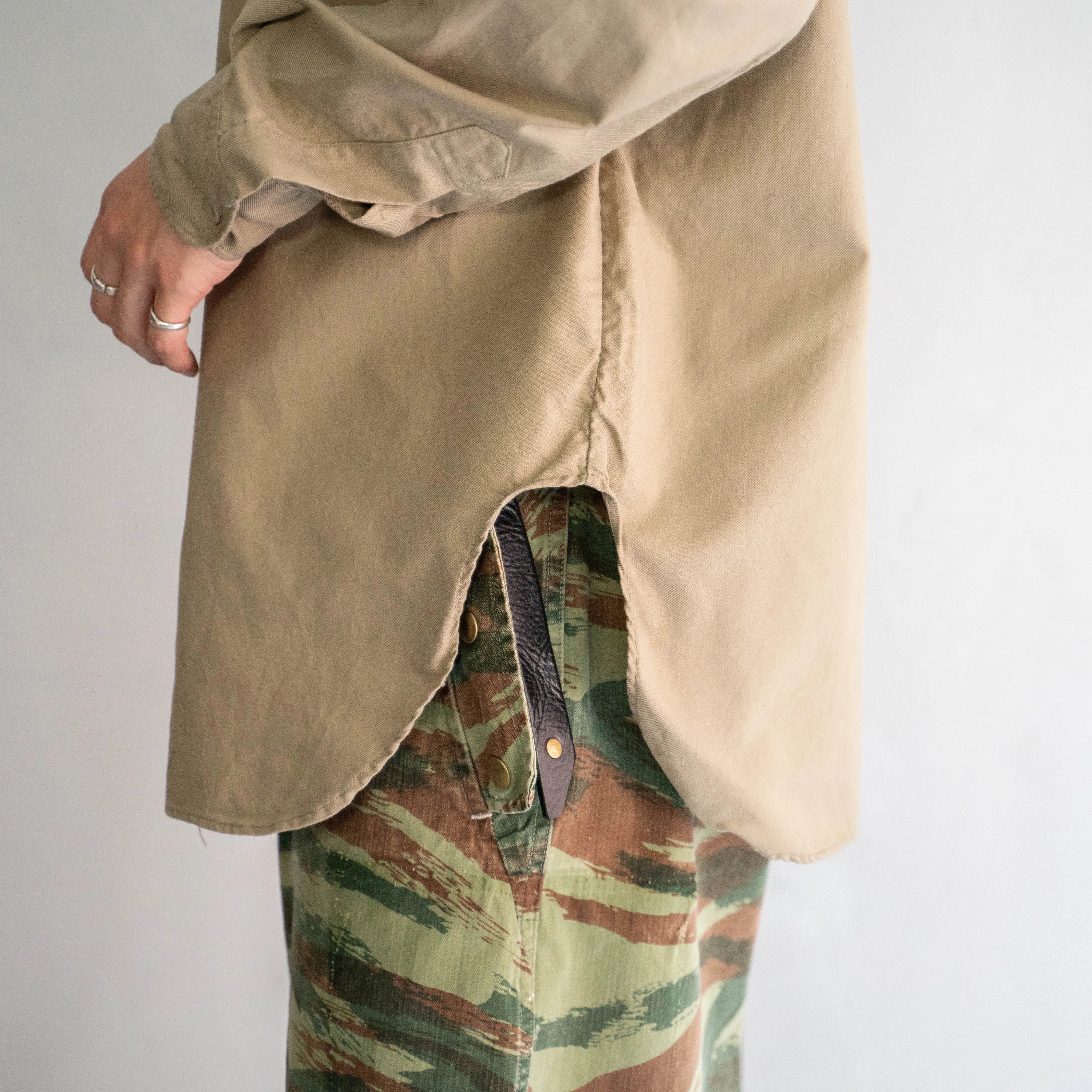 1960-70s French military basic chino shirt 'dead stock' -1 wash-