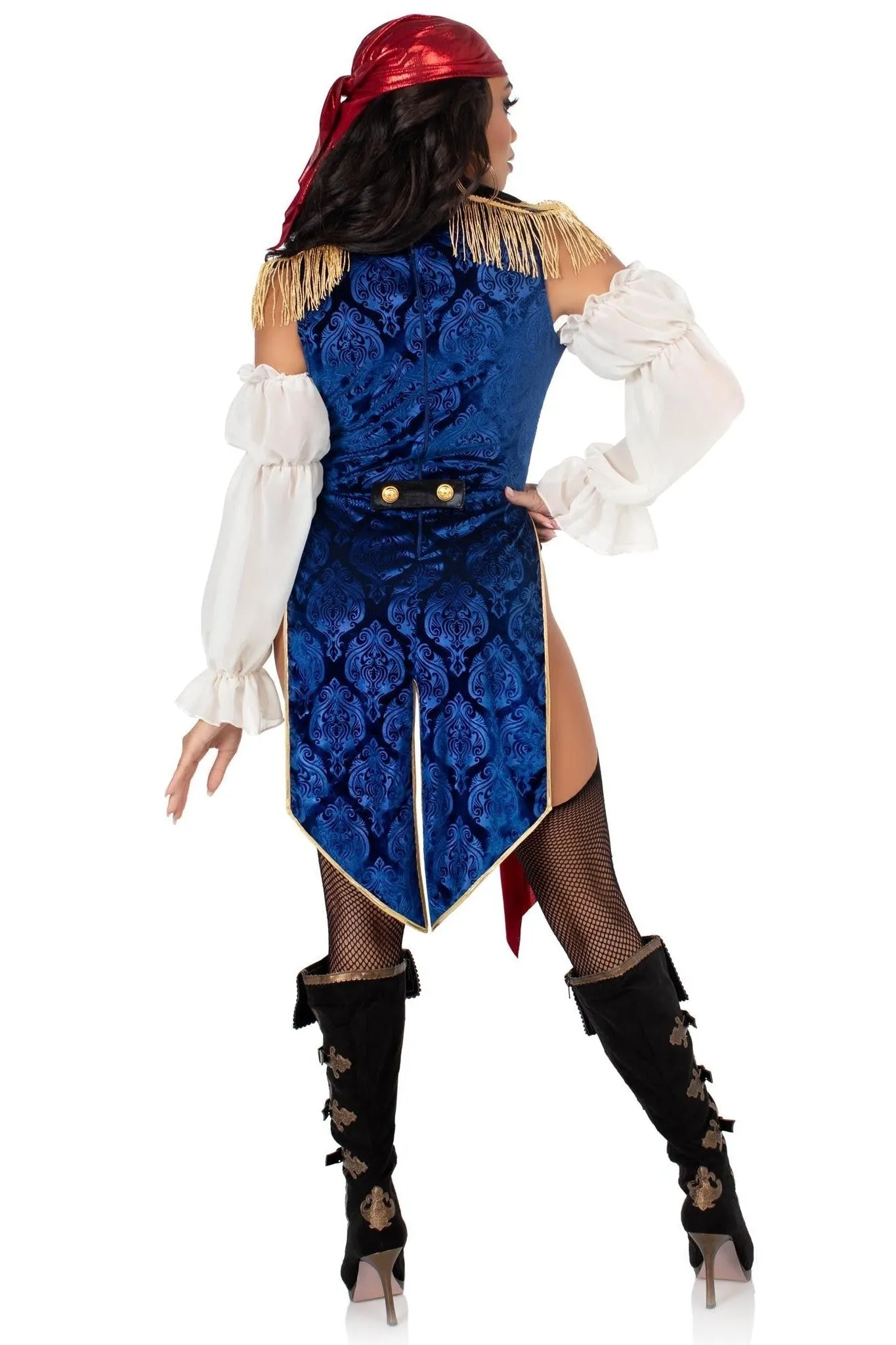 2 Piece Buccaneer Beauty W/Garter Bodysuit, Velvet Brocade Tail Coat