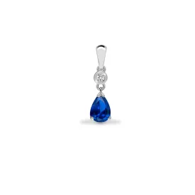 9ct White Diamonds -4pts Sapphire -90pts Drop Pendant
