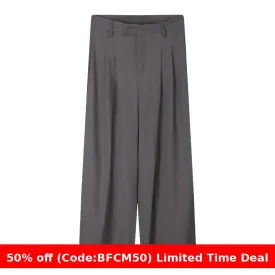 Amozae business casual outfits Casual Pants for Women 2024 Spring High Waist Draping Mop Slimming Pants Gray Loose Straight Wide Leg Suit Trousers