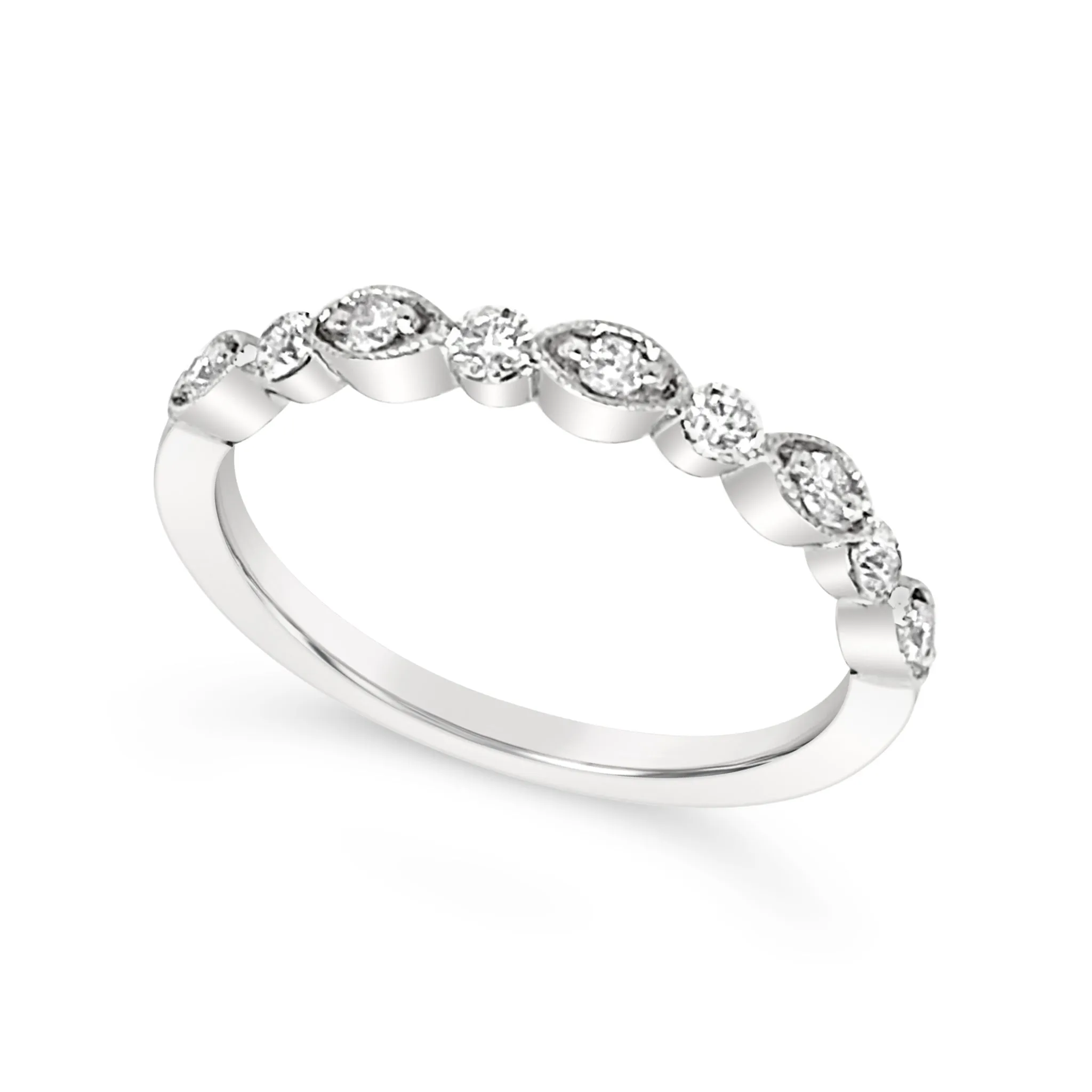 Bezel Set Milgrain Edge Wedding Band - .25 carat t.w.