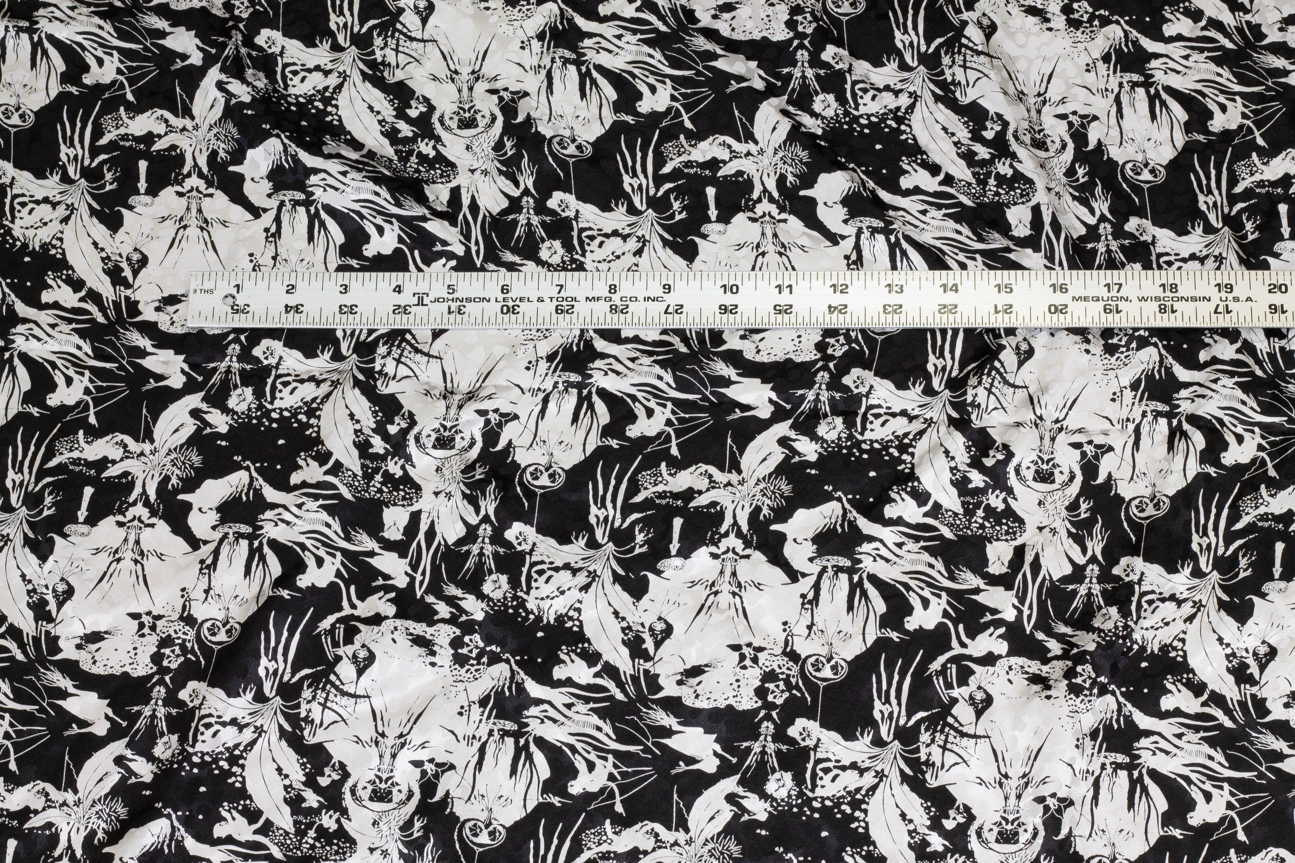 Black and White Spooky Silk Charmeuse