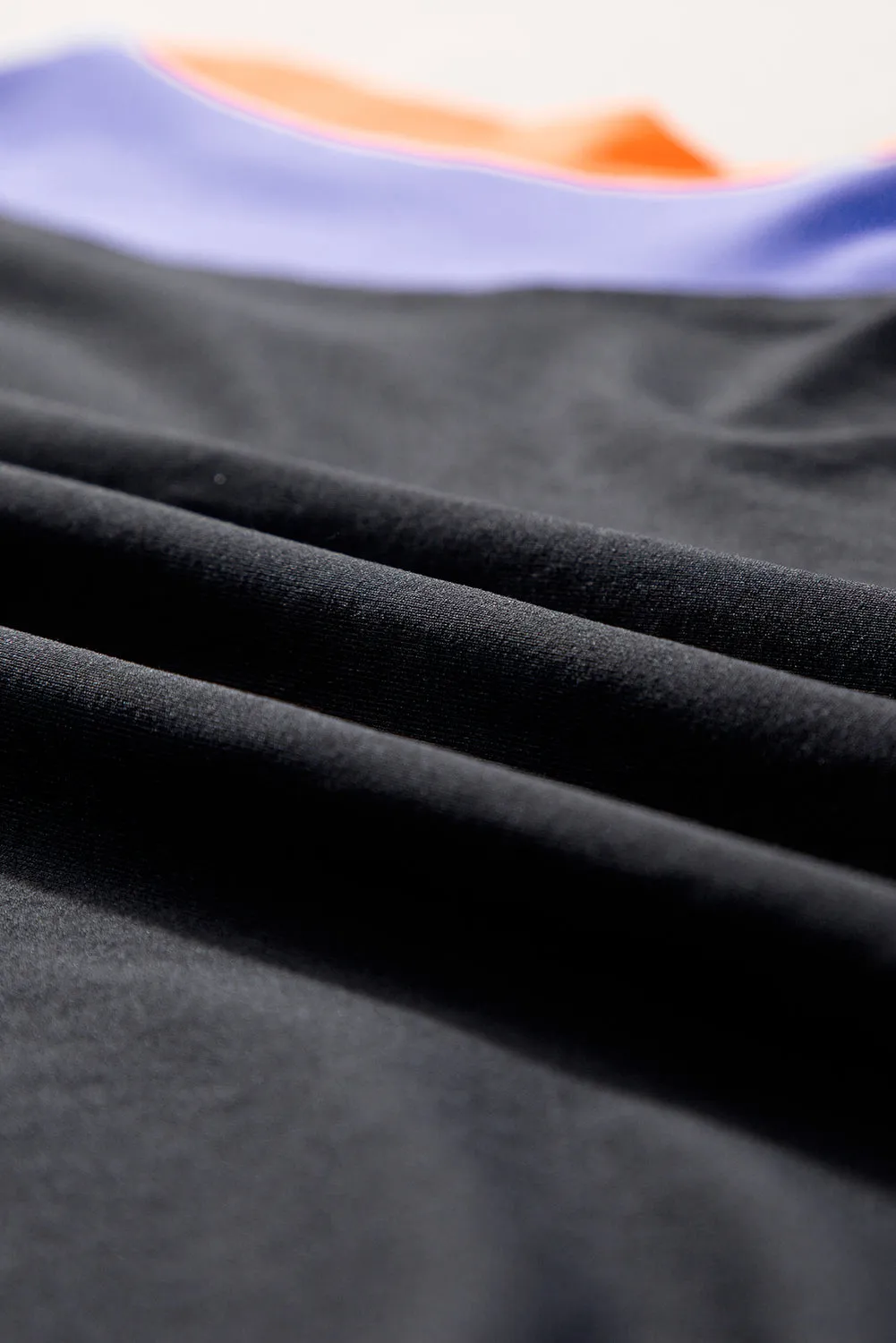 Black Colorblock Cap Sleeve Tee and Wide Leg Pants Set