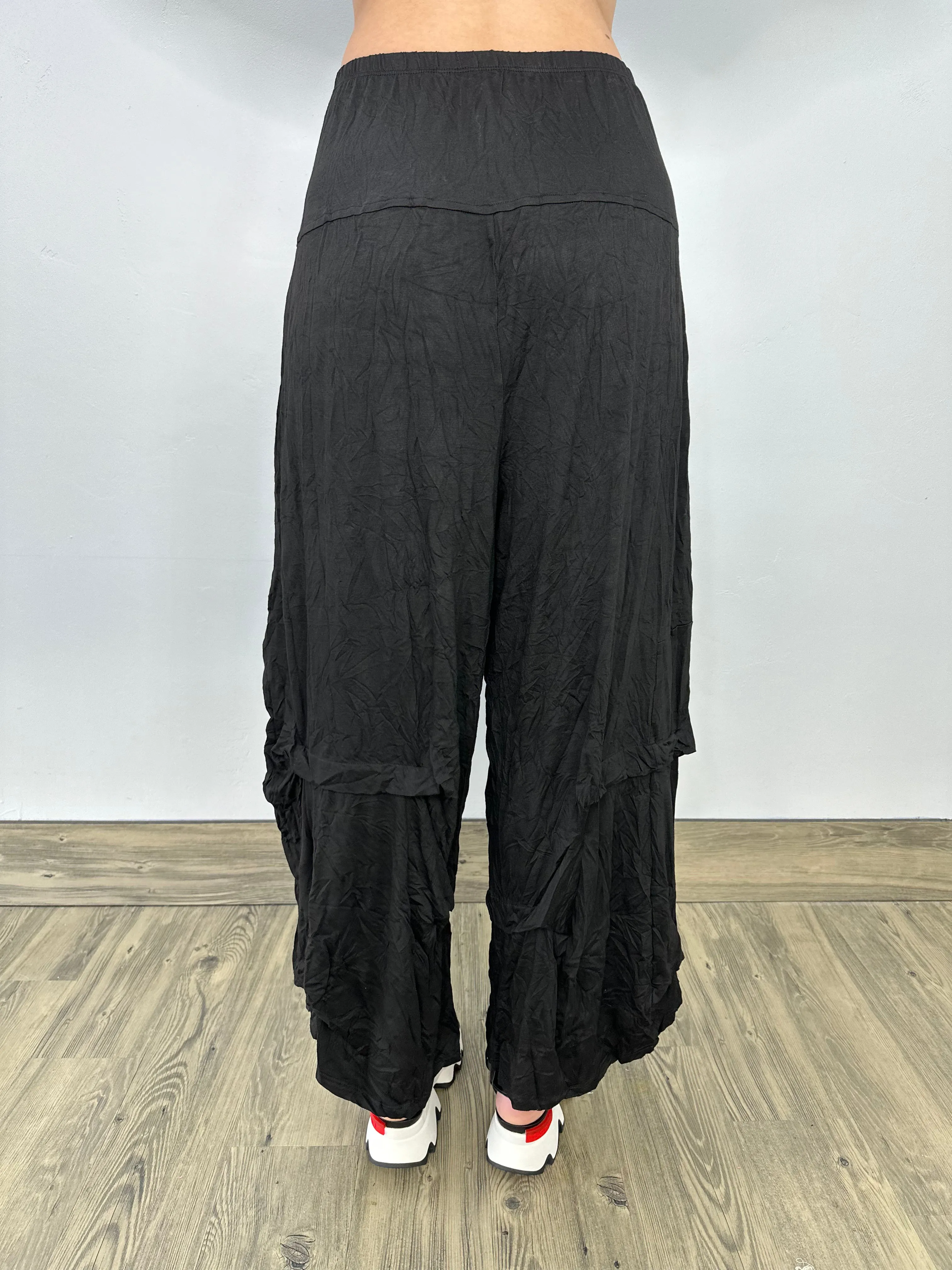 Black Crinkle Full Length Pant