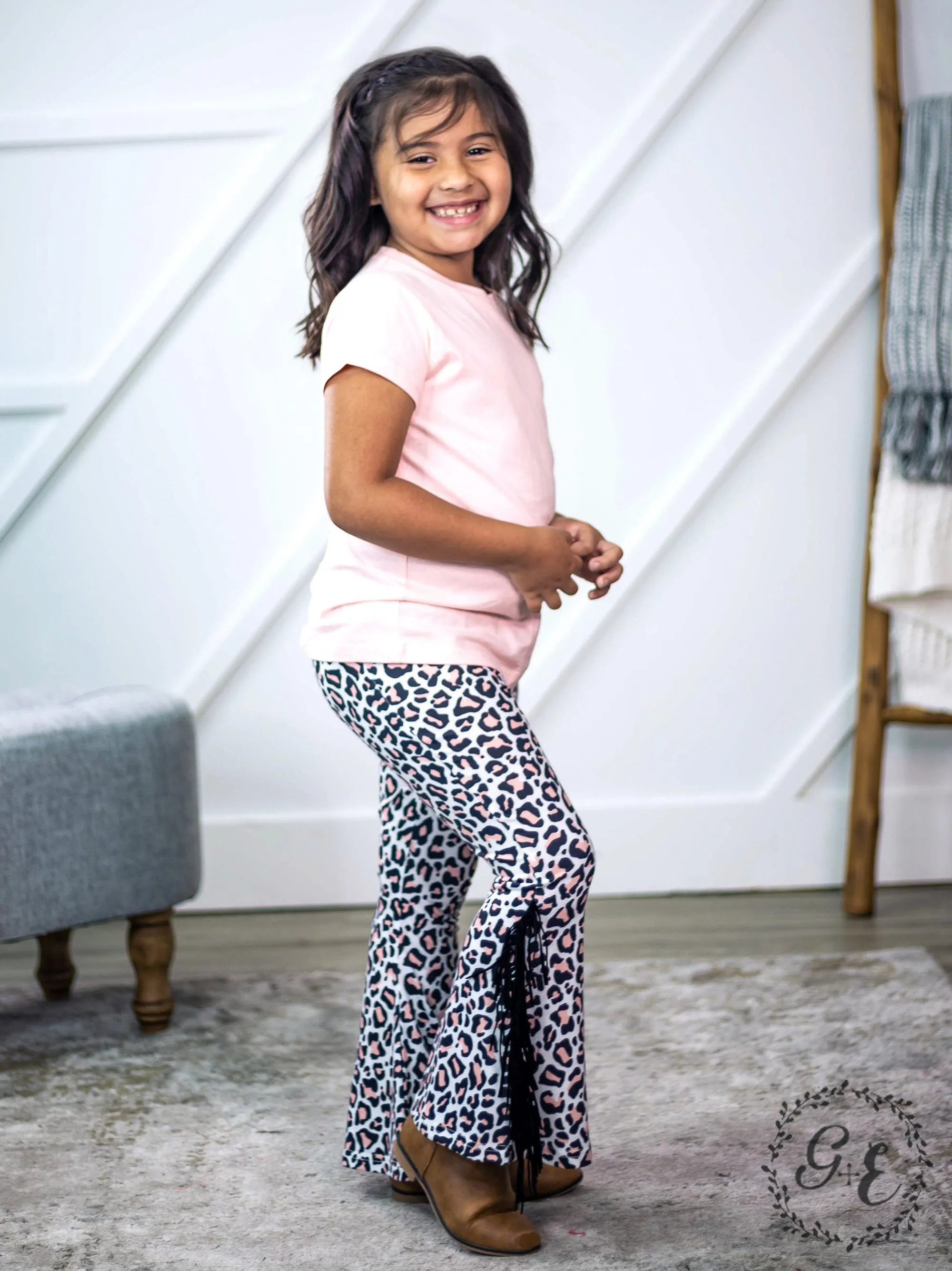 Broke-in Riddin' Flare Pants with Fringe, Leopard