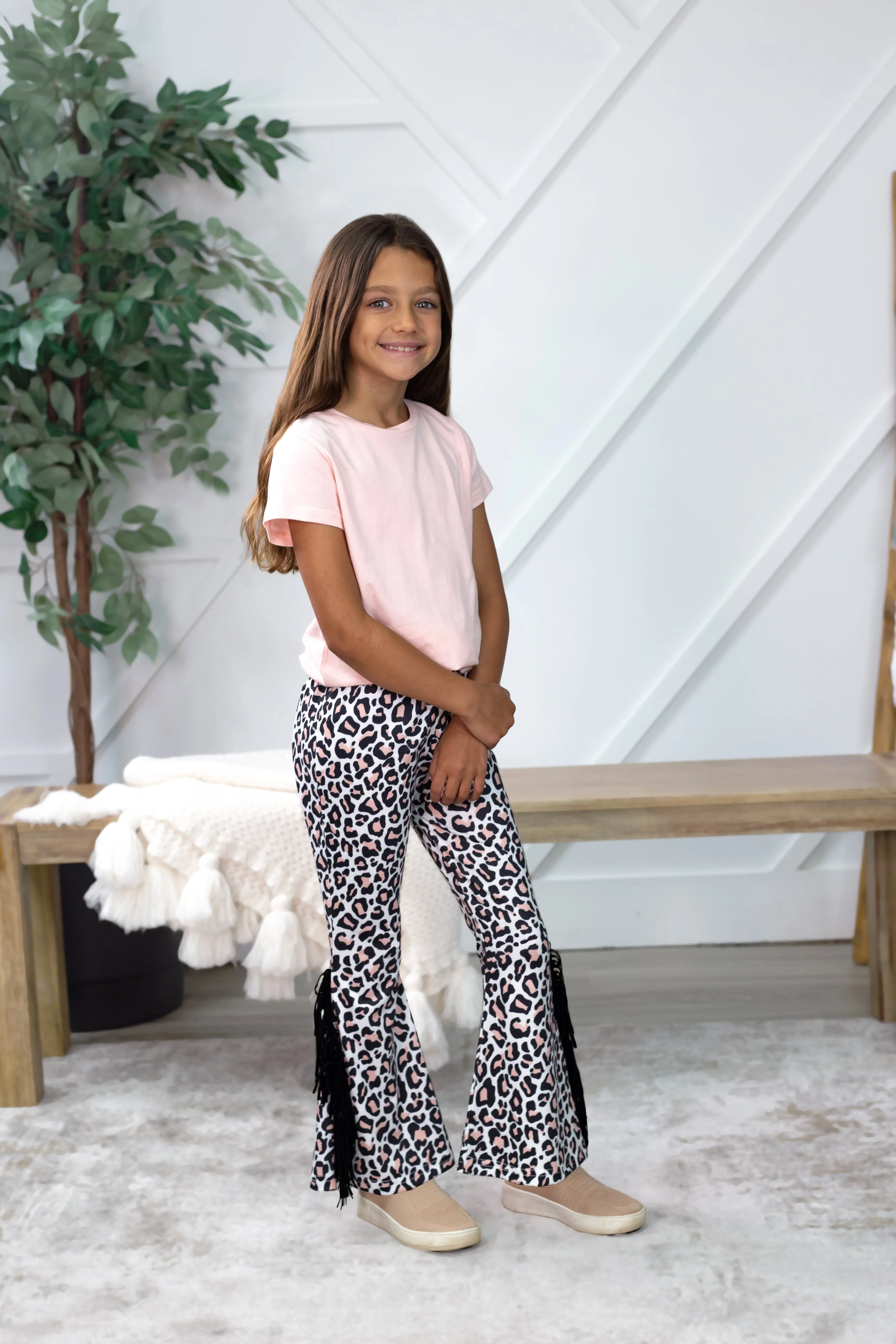 Broke-in Riddin' Flare Pants with Fringe, Leopard