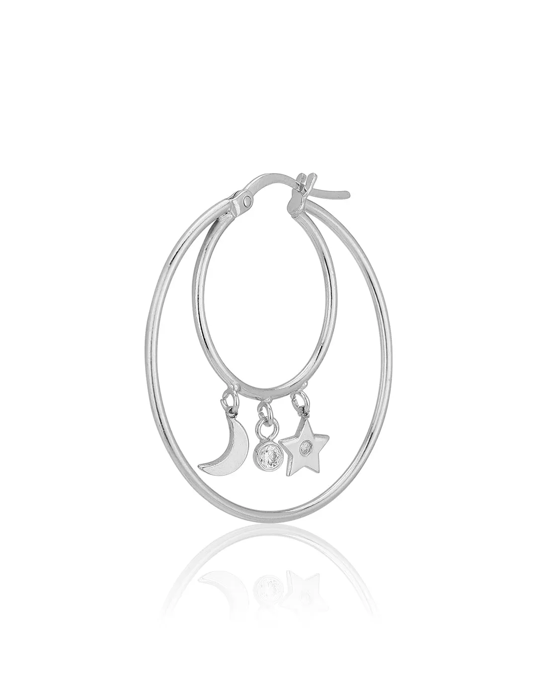 Carlton London Gold Plated Star With Crescent Hoop Earring For Women