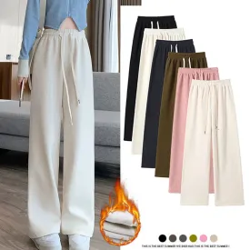 Casual Women Long Thick Pants Autumn Winter High Waist Wide Leg Pants Thicken Female Straight Long Pants Trousers