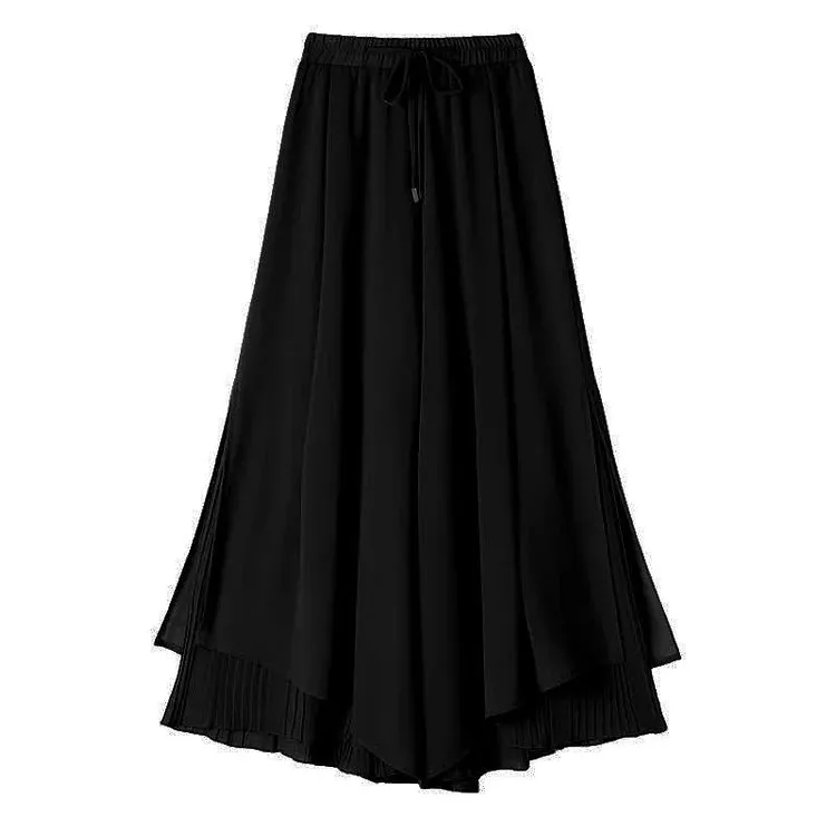Chic Print T-Shirt Chiffon Split Wide Leg Pants Two Piece Set