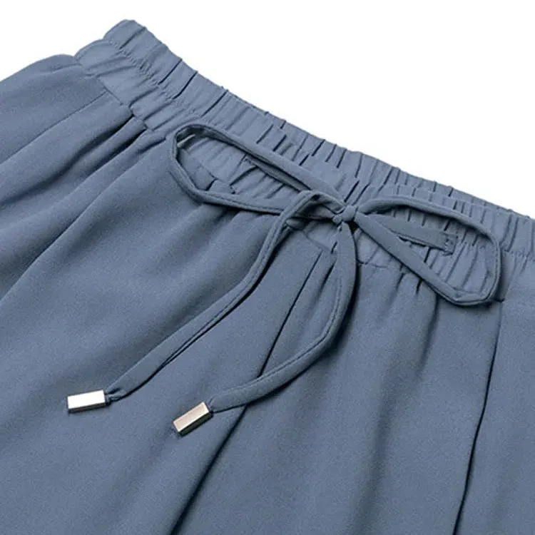 Chic Print T-Shirt Chiffon Split Wide Leg Pants Two Piece Set