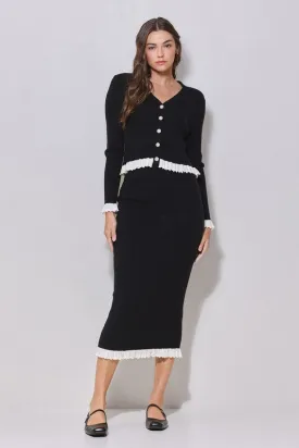 Contrast Ruffle Top and Skirt Set