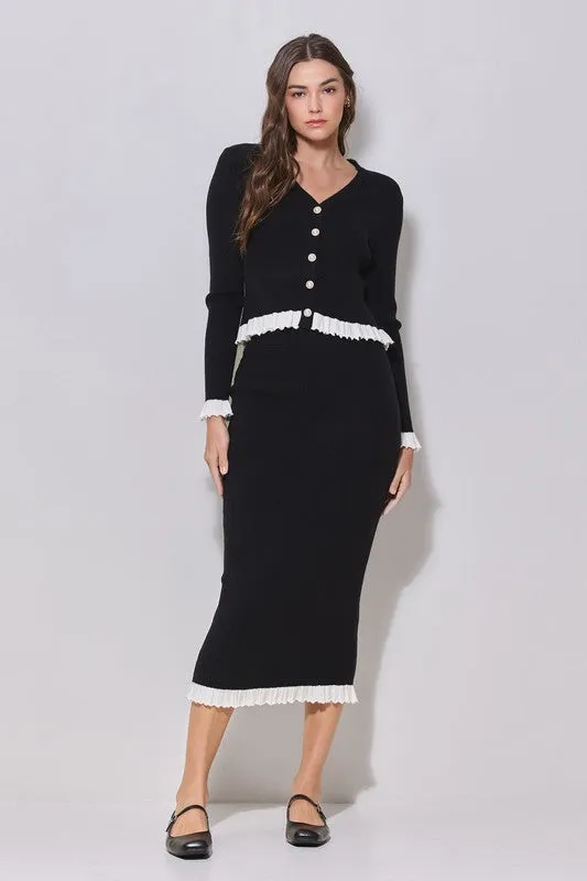Contrast Ruffle Top and Skirt Set