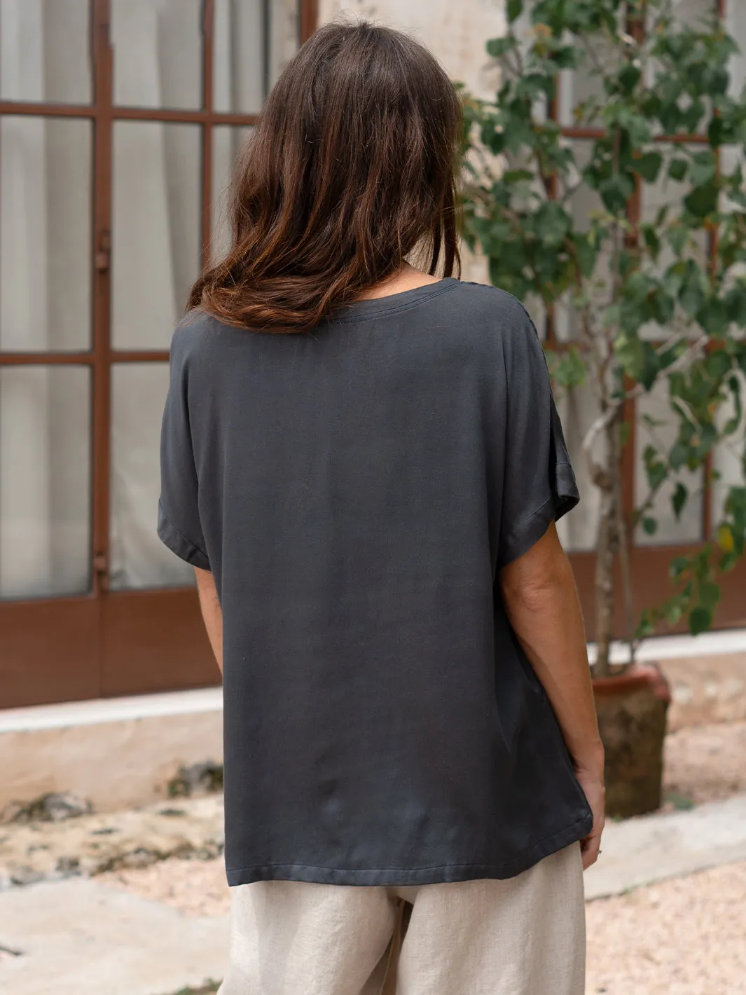 Corfu Bamboo Top Charcoal