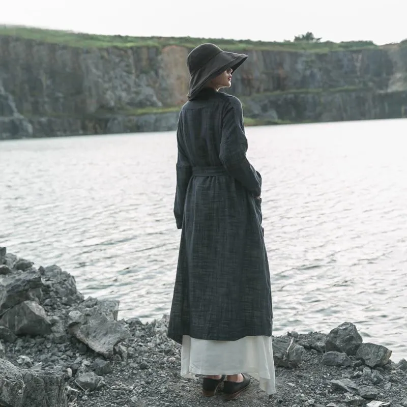 Cotton and Linen Wrap Cardigan Coat
