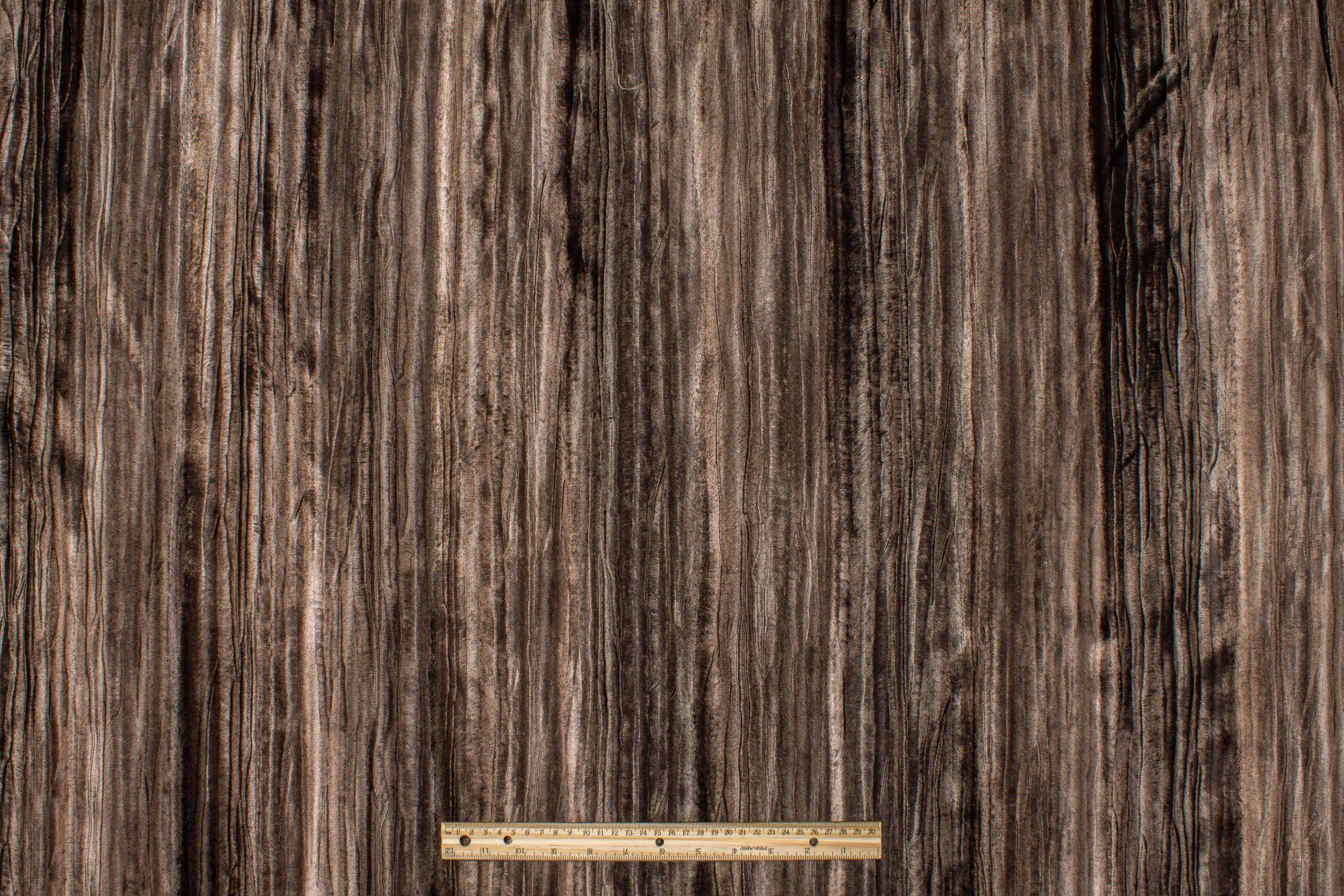 Crushed Striped Rayon Velvet - Gray / Brown