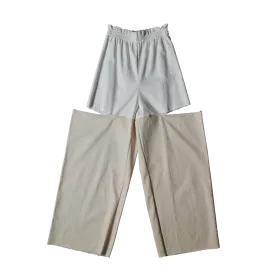 Cut Pants / White × Beige