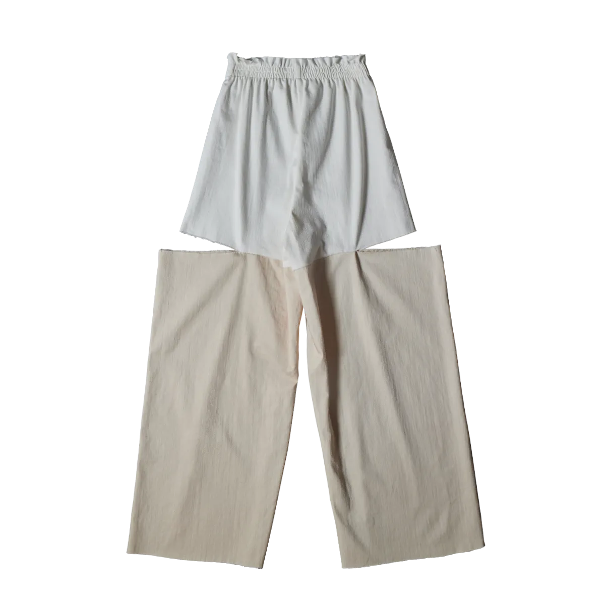 Cut Pants / White × Beige