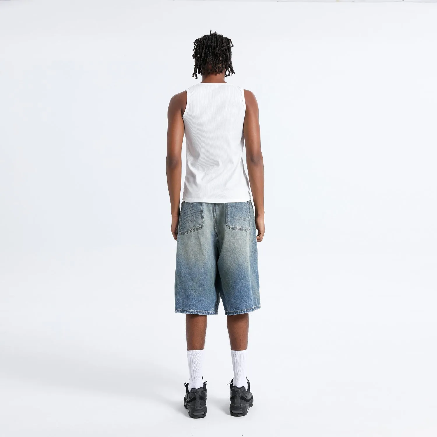 DISTRESSED DENIM SHORTS