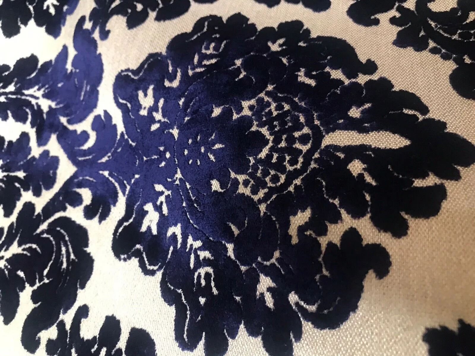 Duke Gabriel Designer Medallion Burnout Chenille Velvet Fabric - Royal Blue BTY