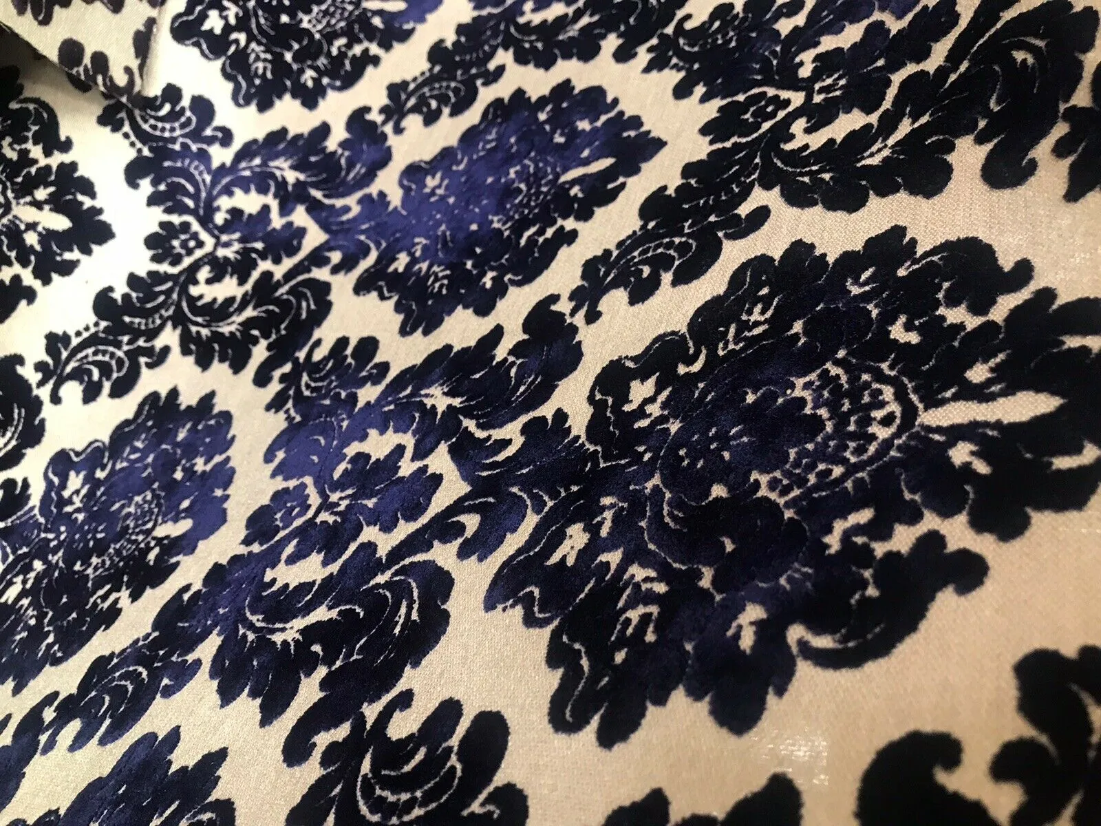 Duke Gabriel Designer Medallion Burnout Chenille Velvet Fabric - Royal Blue BTY