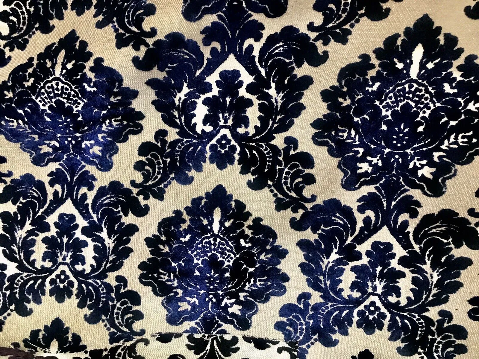 Duke Gabriel Designer Medallion Burnout Chenille Velvet Fabric - Royal Blue BTY
