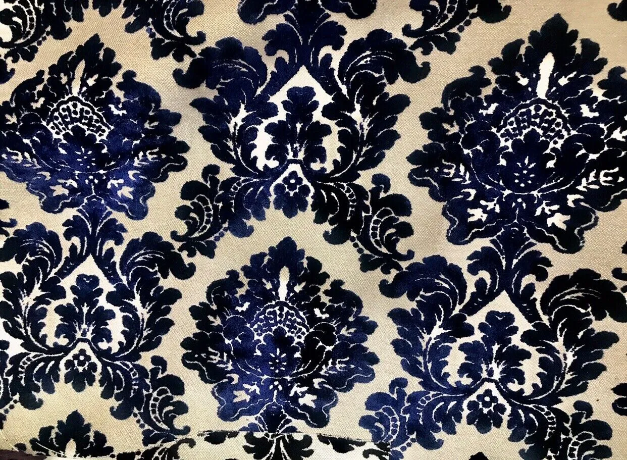 Duke Gabriel Designer Medallion Burnout Chenille Velvet Fabric - Royal Blue BTY