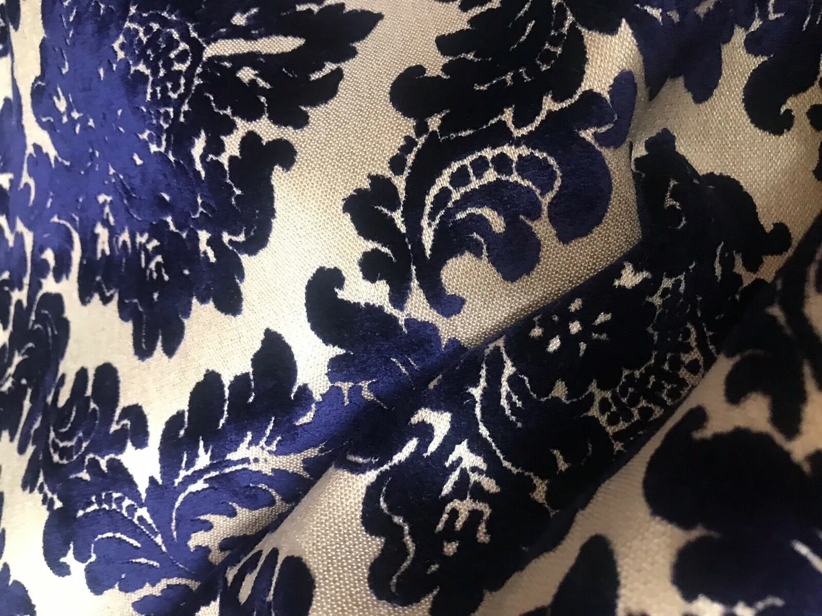 Duke Gabriel Designer Medallion Burnout Chenille Velvet Fabric - Royal Blue BTY