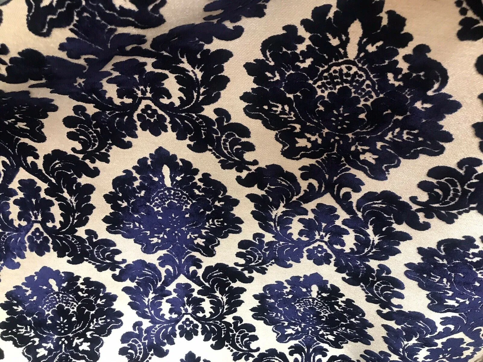 Duke Gabriel Designer Medallion Burnout Chenille Velvet Fabric - Royal Blue BTY