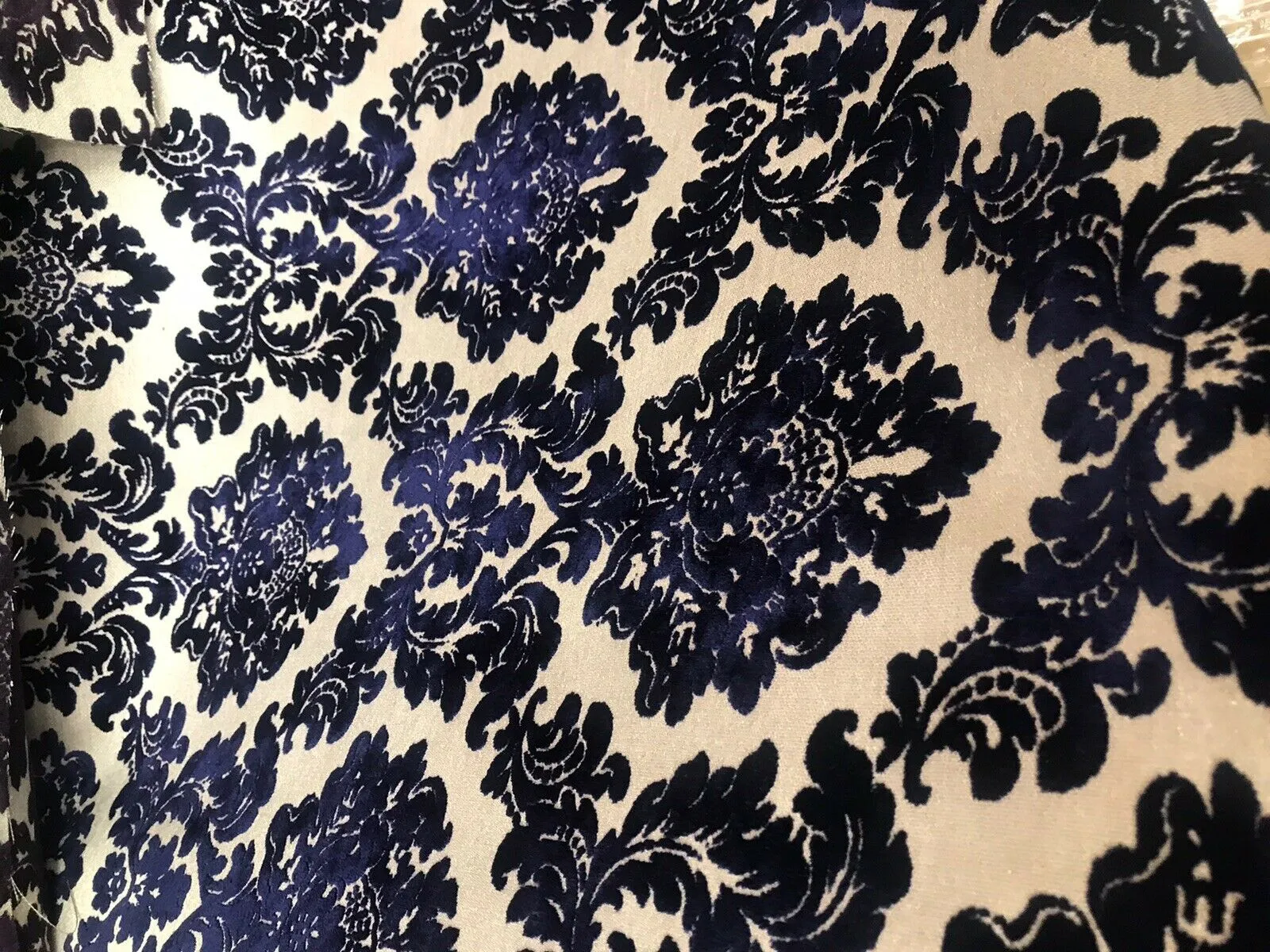 Duke Gabriel Designer Medallion Burnout Chenille Velvet Fabric - Royal Blue BTY
