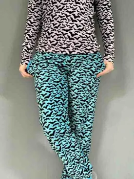 DUNS Adult Baggy Pants - Bats Blue Velour