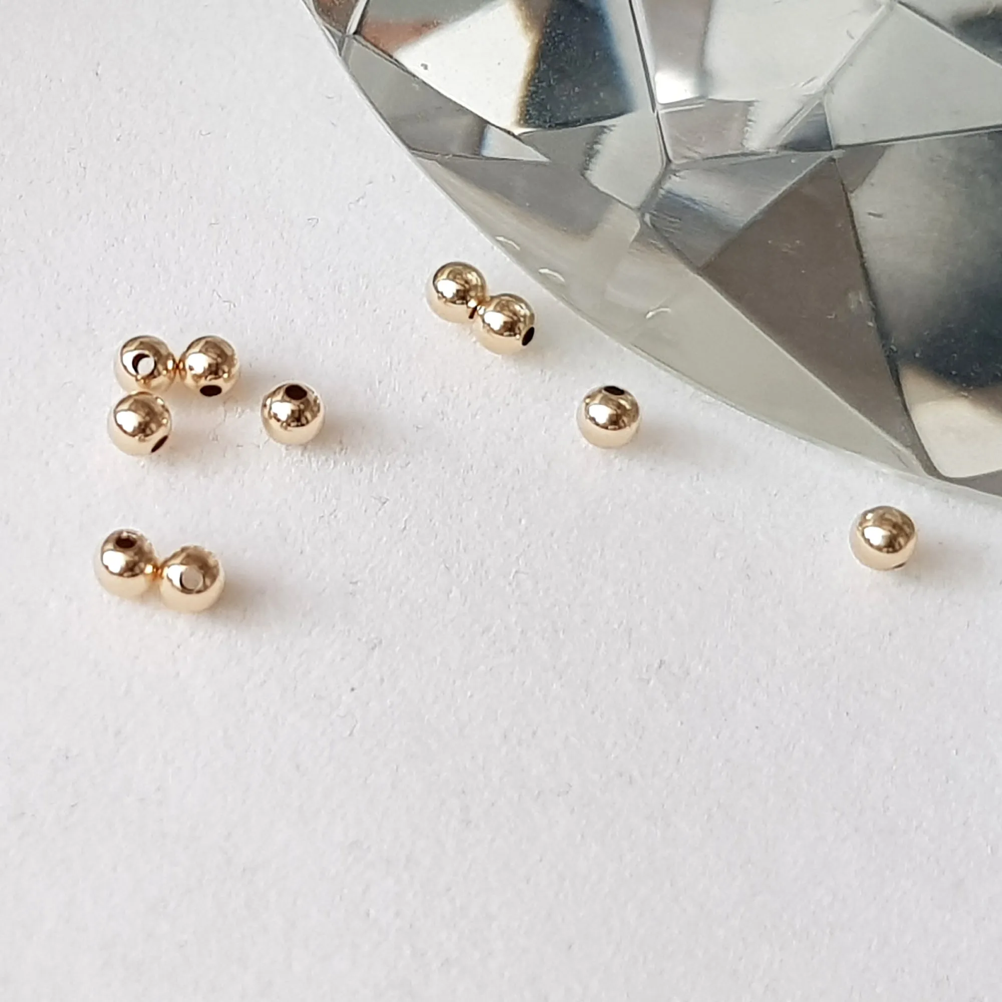 Genuine Solid Yellow Gold Findings - 14ct Plain Round Beads | Precious Metal Findings