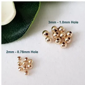 Genuine Solid Yellow Gold Findings - 14ct Plain Round Beads | Precious Metal Findings