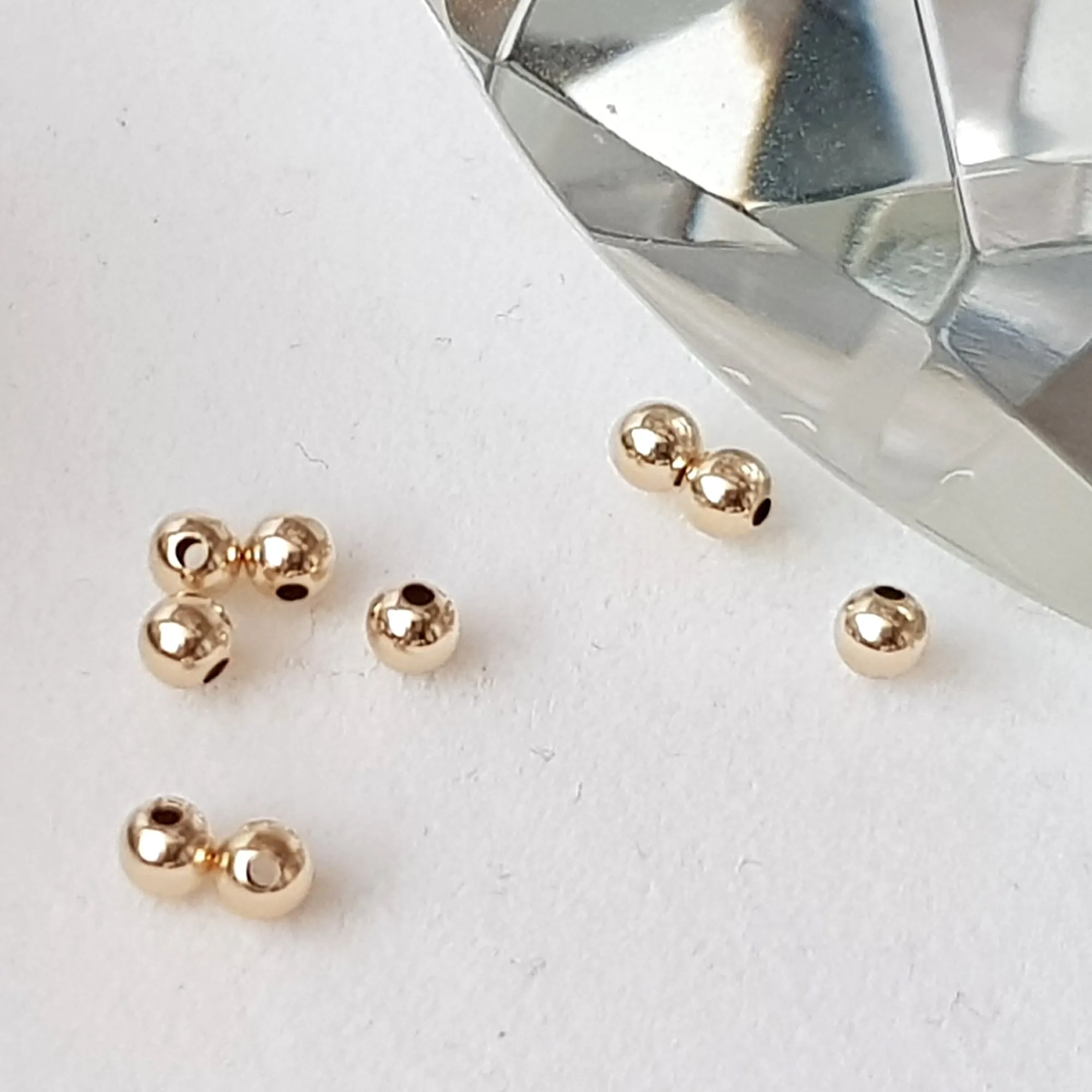 Genuine Solid Yellow Gold Findings - 14ct Plain Round Beads | Precious Metal Findings
