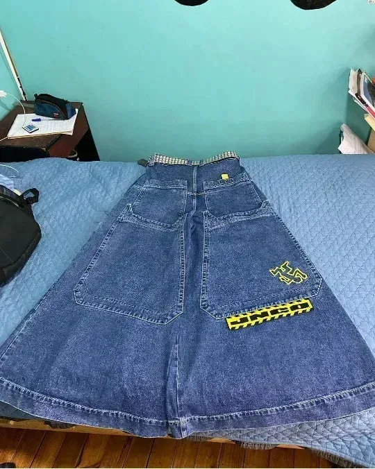 Getadme Gothic punk personality graphic design high-waisted jeans for women 2024 new casual popular versatile hip-hop straight pants y2k