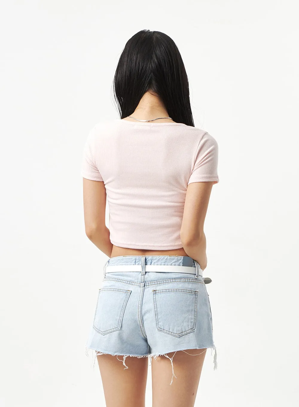 Heart Neck Cropped Tee CA320