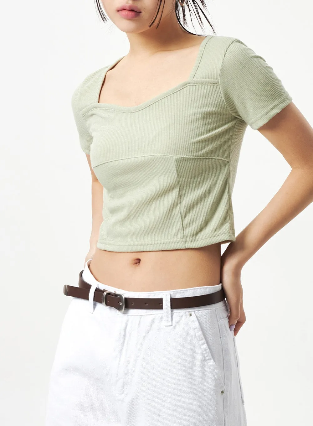 Heart Neck Cropped Tee CA320