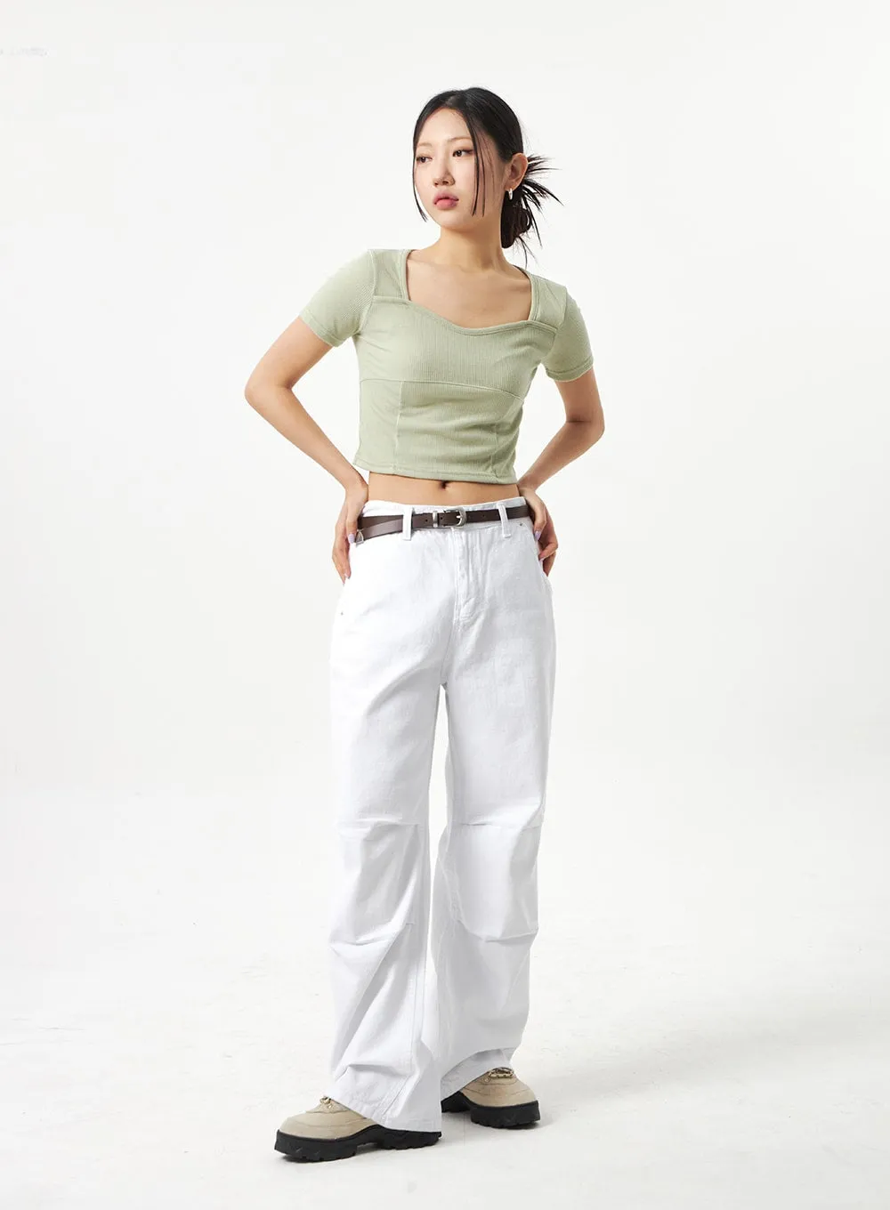 Heart Neck Cropped Tee CA320