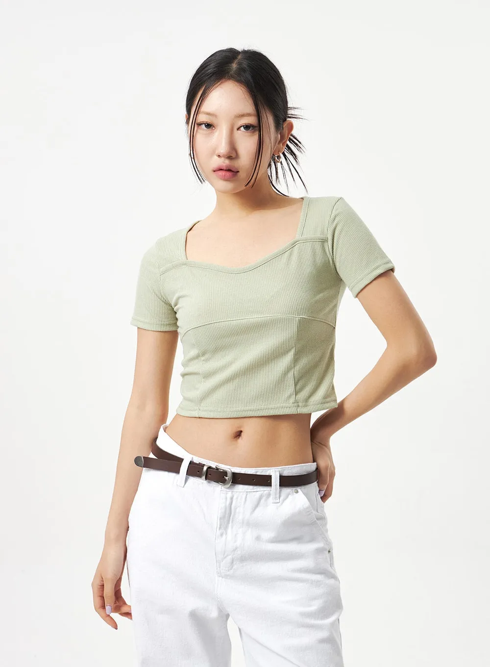 Heart Neck Cropped Tee CA320