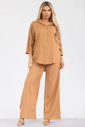 HH753X-755 - 2PC LONGSLEEVE BUTTON-DOWN LINEN SET