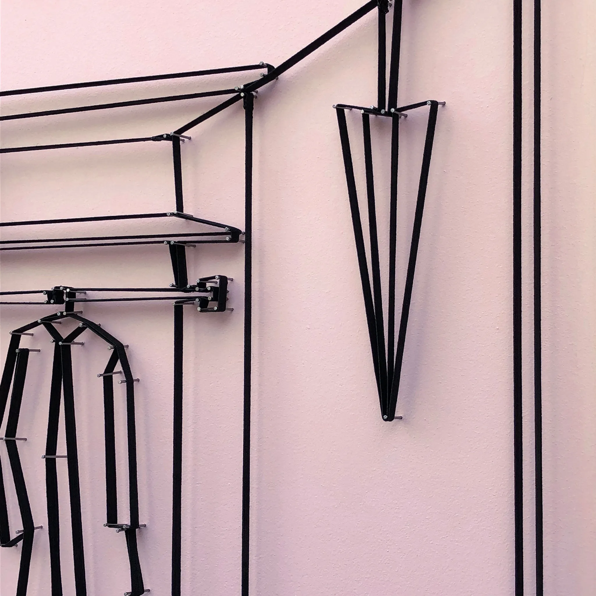 If You Can See It, You Can Find It - framed mini wardrobe elastic drawing V5 (pink coat  / black elastic)