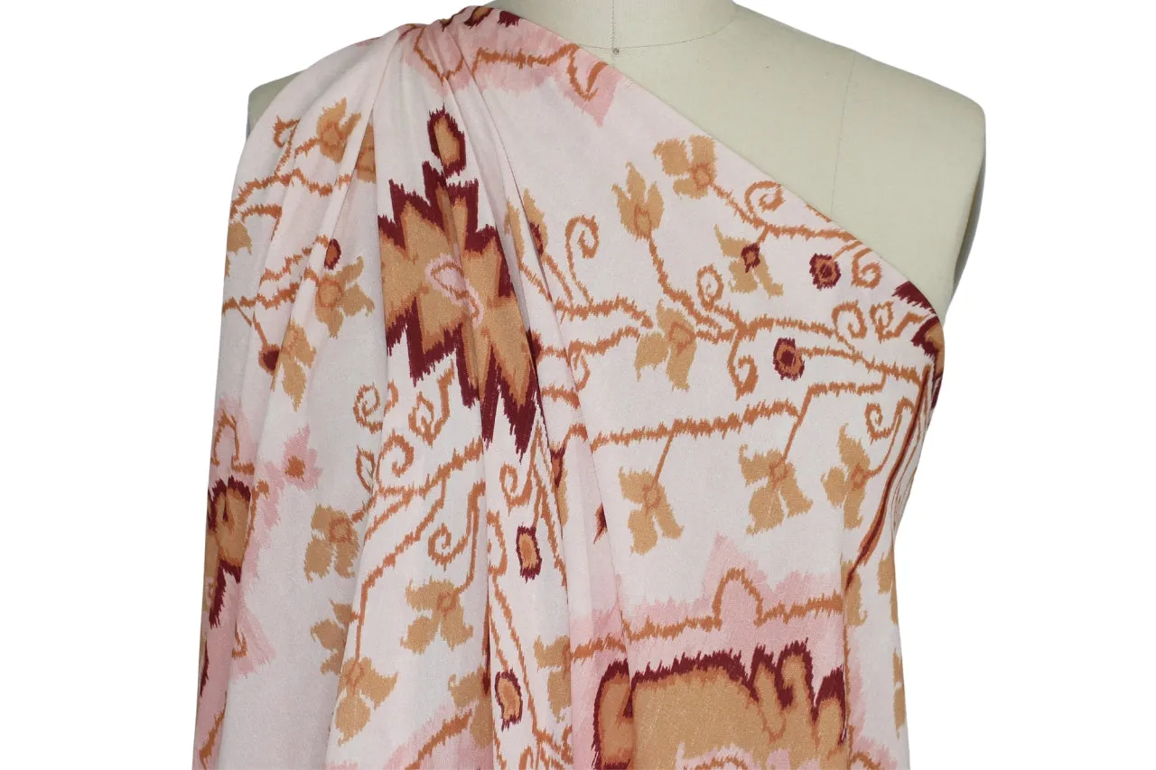 Ikat/Floral Rayon Georgette - Peach Tones