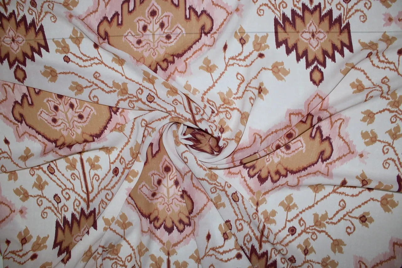 Ikat/Floral Rayon Georgette - Peach Tones