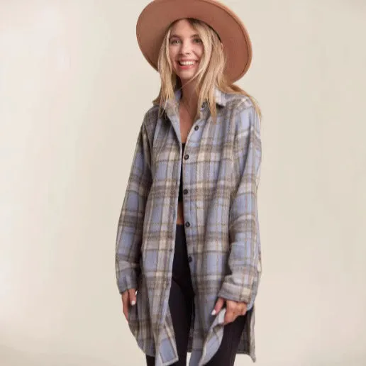 Joskaa outfit inspo fall 2024 New Hot Fashion Long Sleeve Button Woolen Plaid Shirt Coat