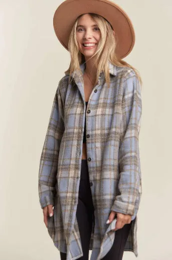 Joskaa outfit inspo fall 2024 New Hot Fashion Long Sleeve Button Woolen Plaid Shirt Coat