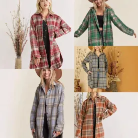 Joskaa outfit inspo fall 2024 New Hot Fashion Long Sleeve Button Woolen Plaid Shirt Coat