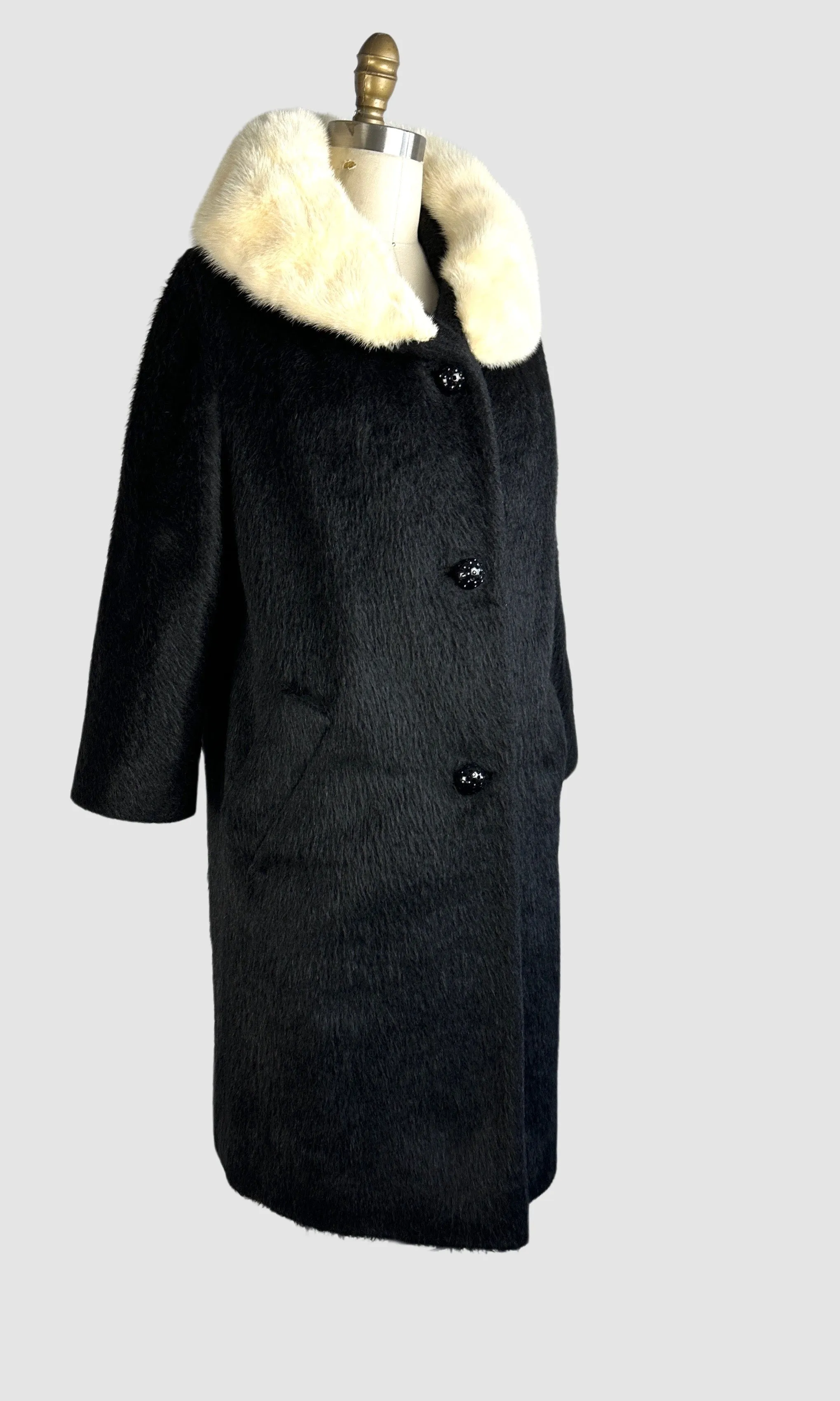 LILLI ANN 50s Mohair Coat with Mink Fur Collar • Small Medium