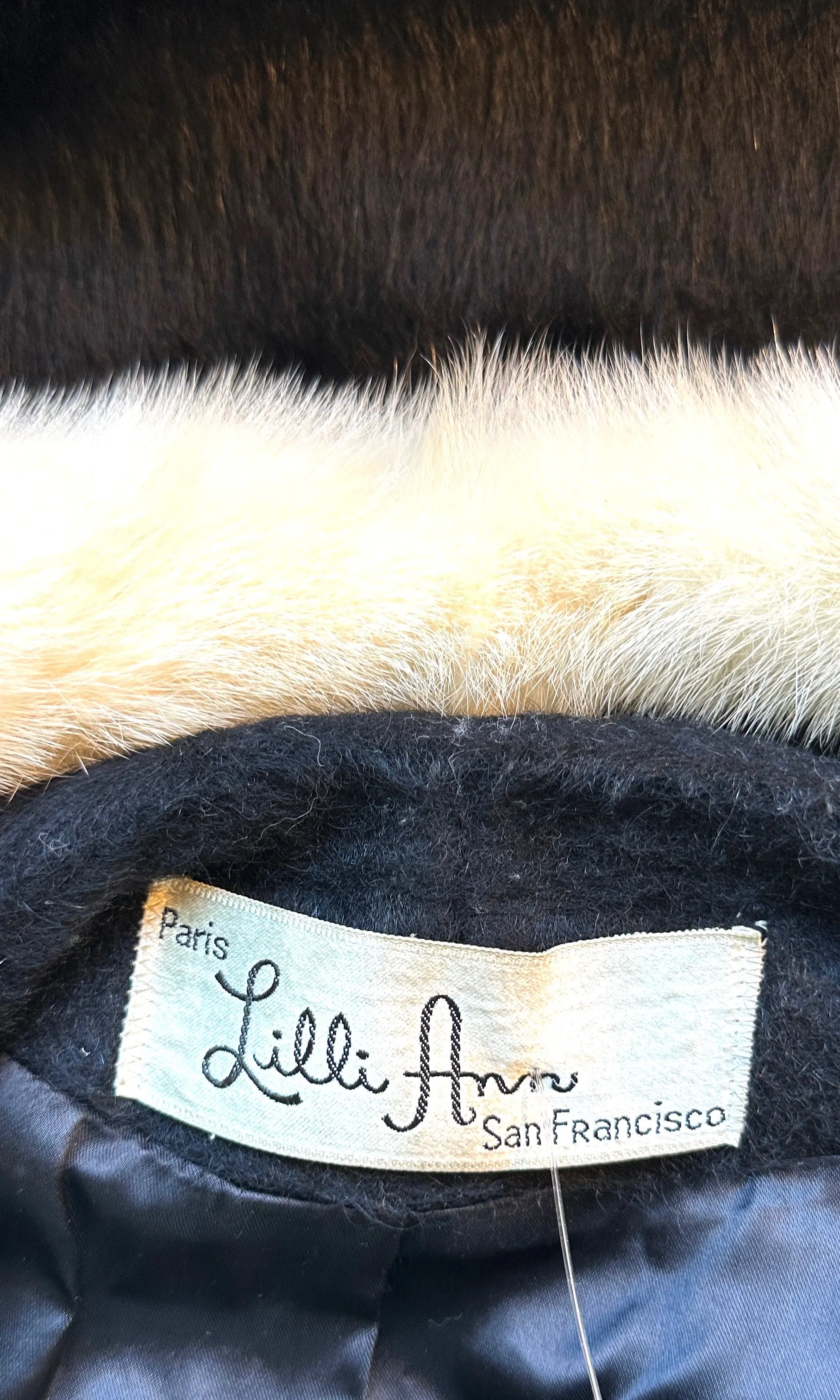 LILLI ANN 50s Mohair Coat with Mink Fur Collar • Small Medium